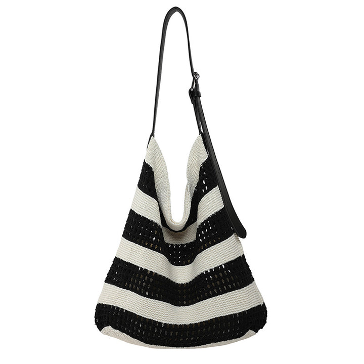 Gestreifter Woven Slouchy Tote