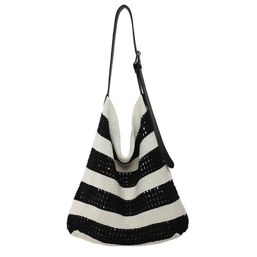 Gestreifter Woven Slouchy Tote