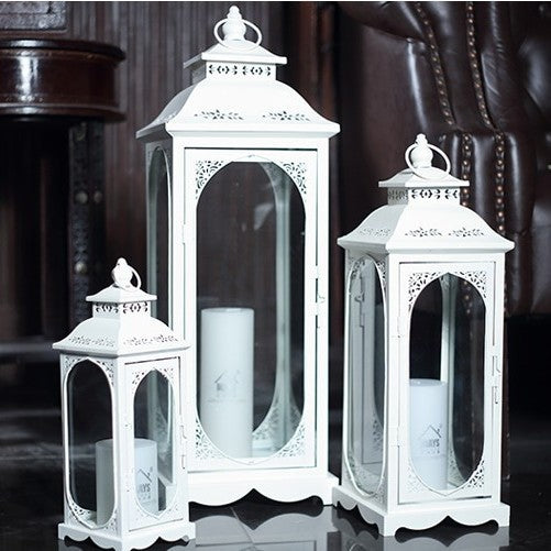 Nesting Coastal Ornate Metall- und Glaslaternen für Tischdeko Karnz