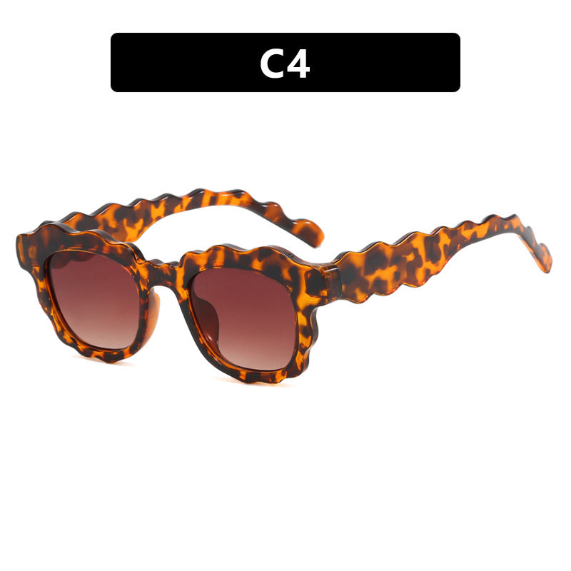 Damen modische Sonnenbrille mit gewelltem Rahmen Karnz