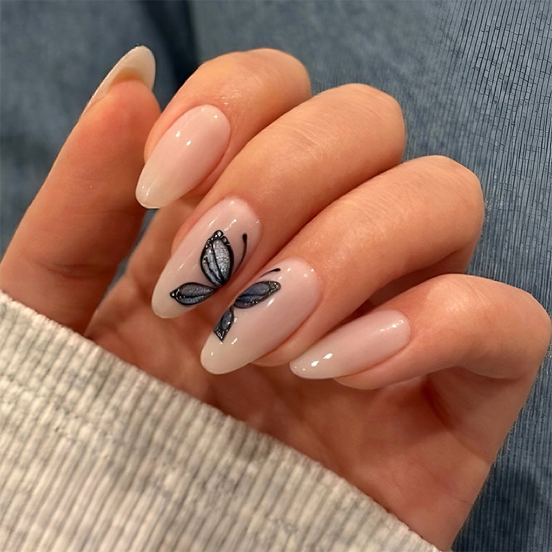 Künstlerisches Press-On-Nagelset mit elegantem Schmetterlingsdesign Karnz