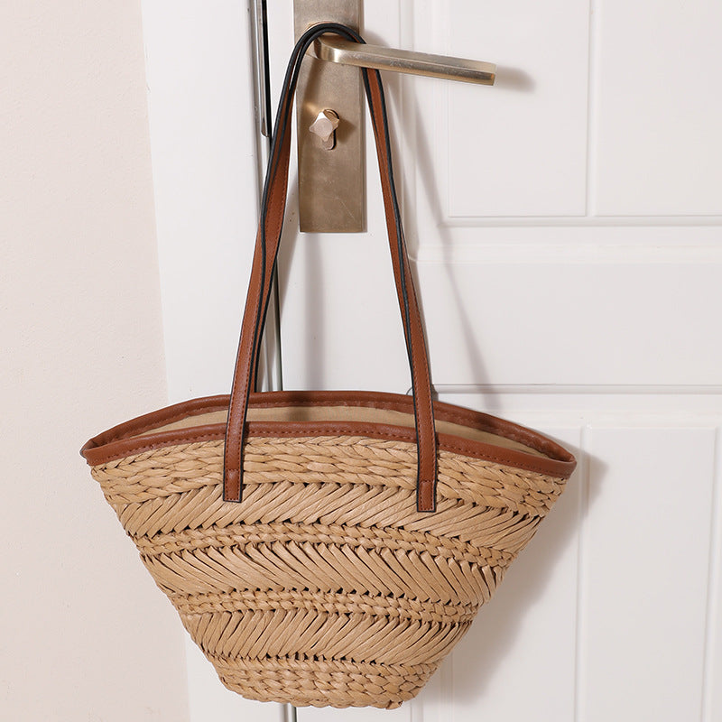Damen Korb-Handtasche mit stilvollen Lederakzenten Karnz