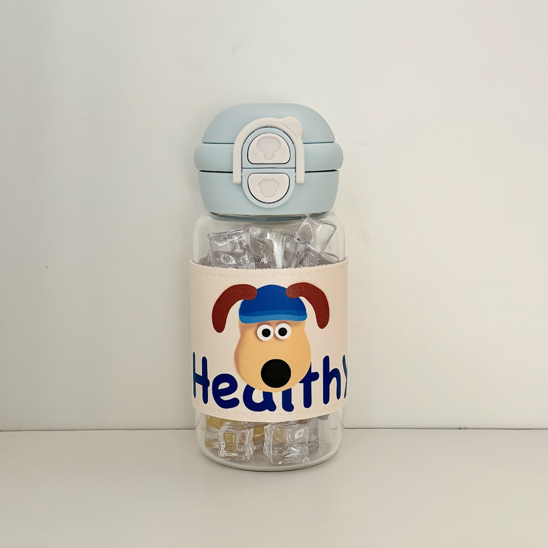 Damen Trinkflasche mit kreativem Motiv und integriertem Strohhalm Karnz