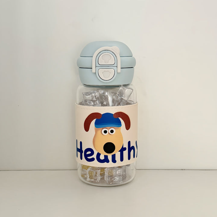 Damen Trinkflasche mit kreativem Motiv und integriertem Strohhalm Karnz