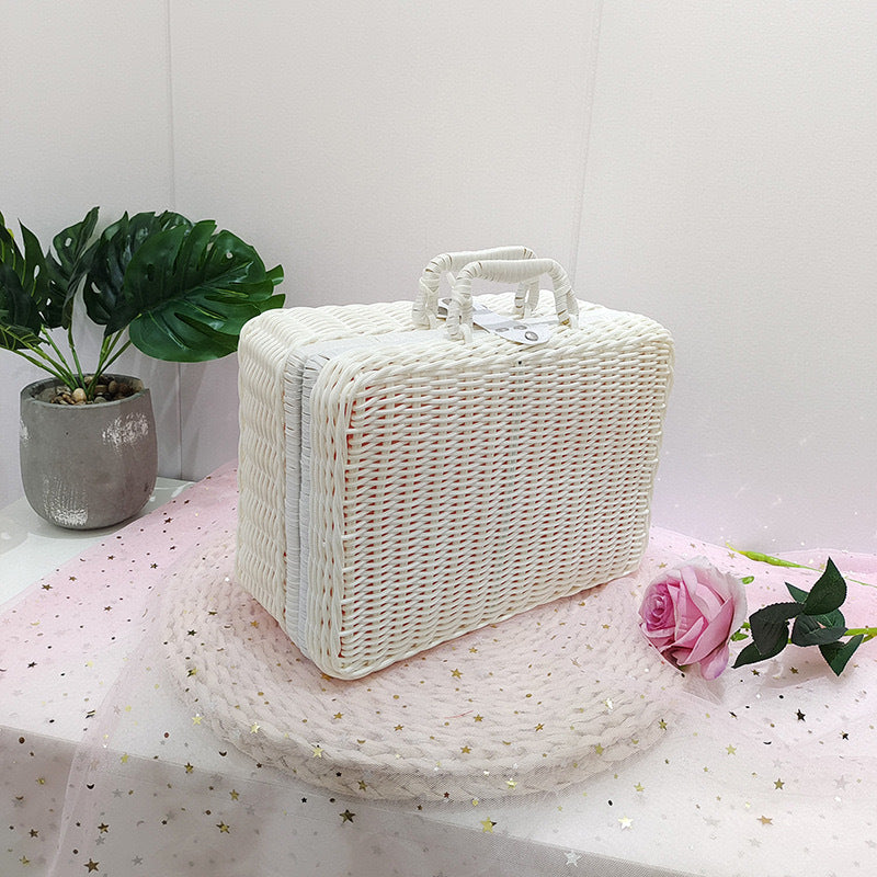 Damen Stilvolle Rattenbox mit praktischen Griffen Karnz