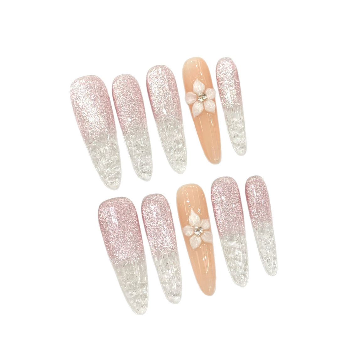 Glamouröse kristallinfundierte Press-On-Nagelset