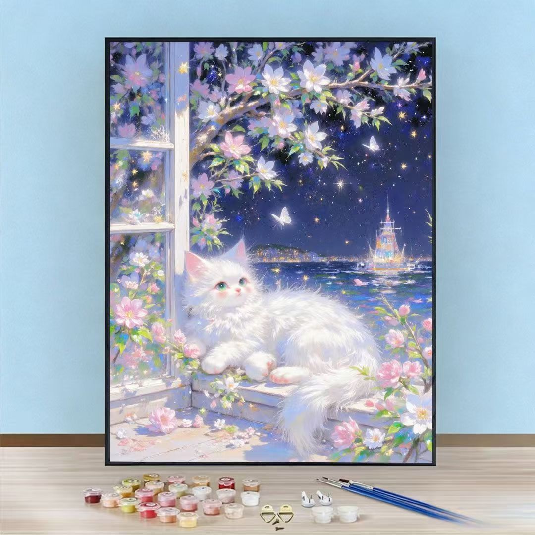 DIY-Katzen-Themen Malen nach Zahlen Kunst-Kit Karnz