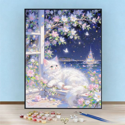 DIY-Katzen-Themen Malen nach Zahlen Kunst-Kit Karnz