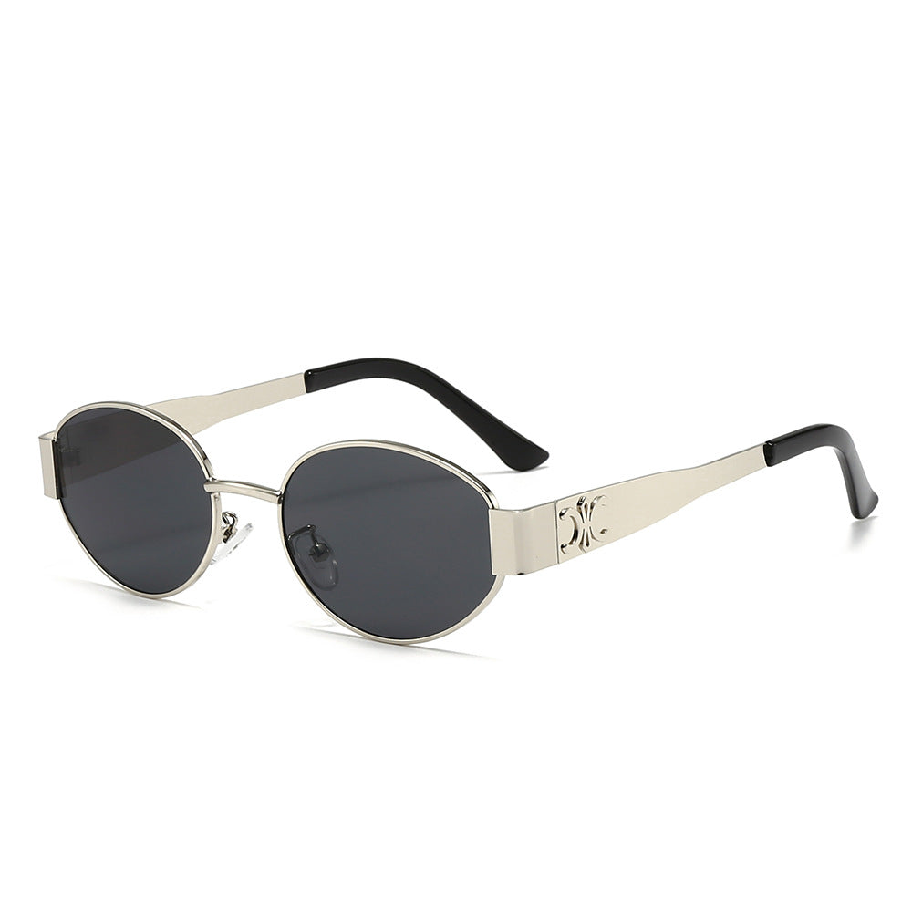 Damen Designer-Sonnenbrille mit elegantem ovalem Rahmen und einzigartigen Akzenten Karnz