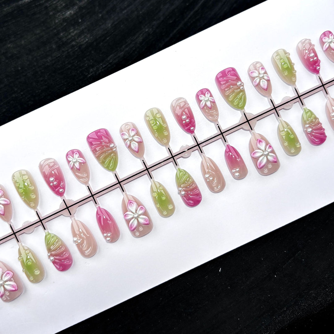 Elegante Polka Dot und Spitzen Press-On Nagel Set