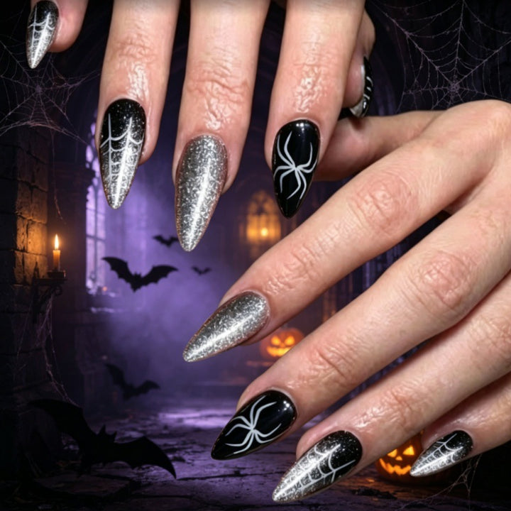 Halloween-Themen-Spinnen-Design Press-On Nägel Karnz