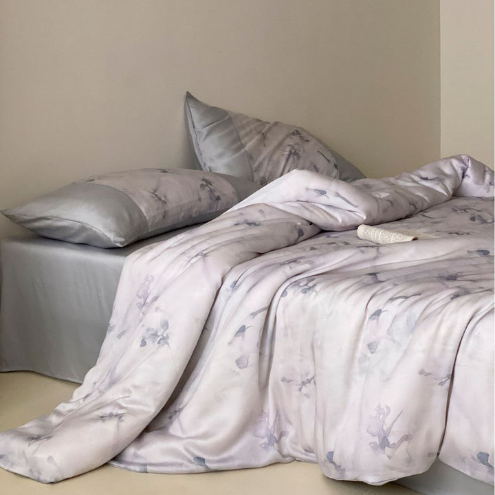 Bettwäsche-Garnitur aus Baumwollsatin mit floralem Vintage-Print