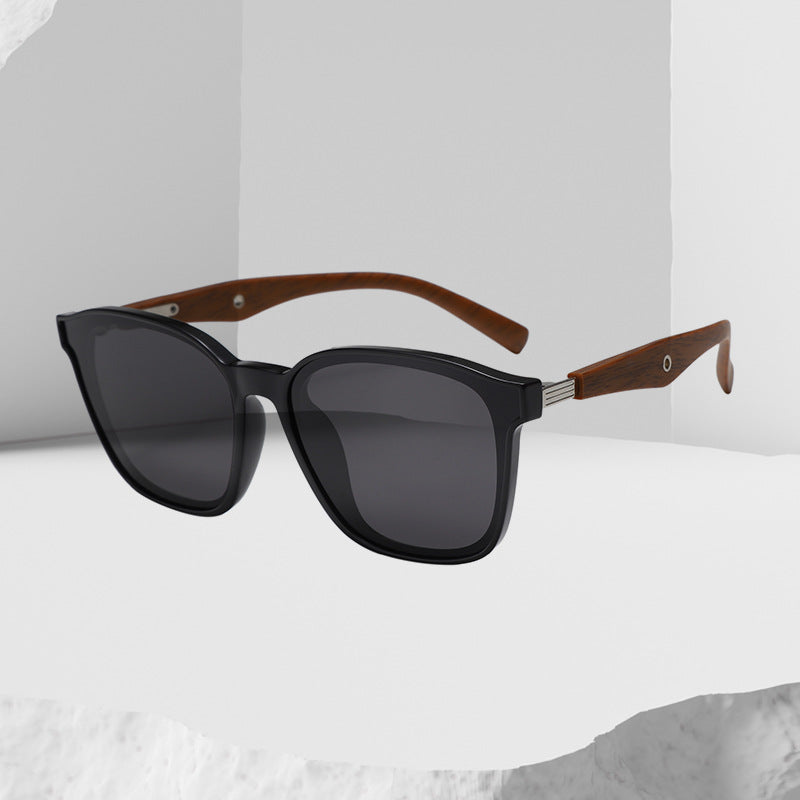 Damen stilvolle oversized Sonnenbrille mit hölzernen Akzenten Karnz