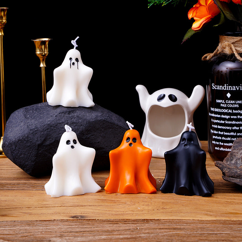 Mini Ghost Skulpturale Sojawachskerze mit Baumwolldocht
