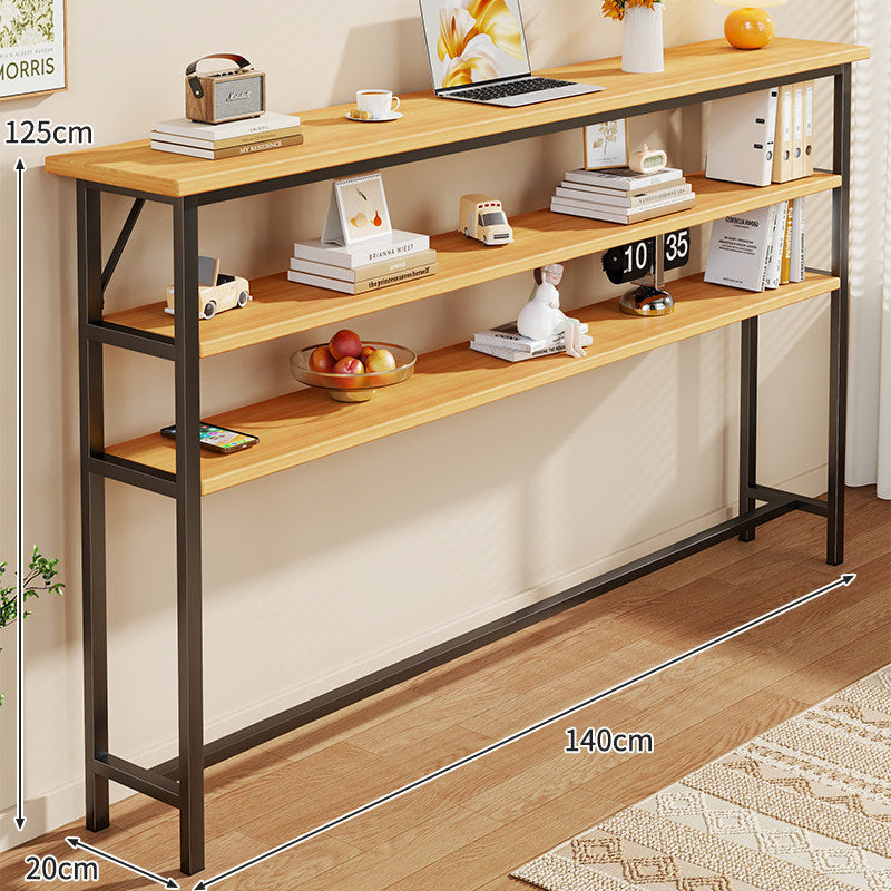 Slim Industrial Konsolentisch mit Holzplatte und Stahlrahmen