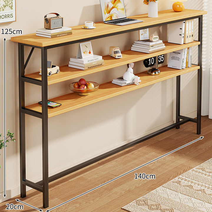 Slim Industrial Konsolentisch mit Holzplatte und Stahlrahmen
