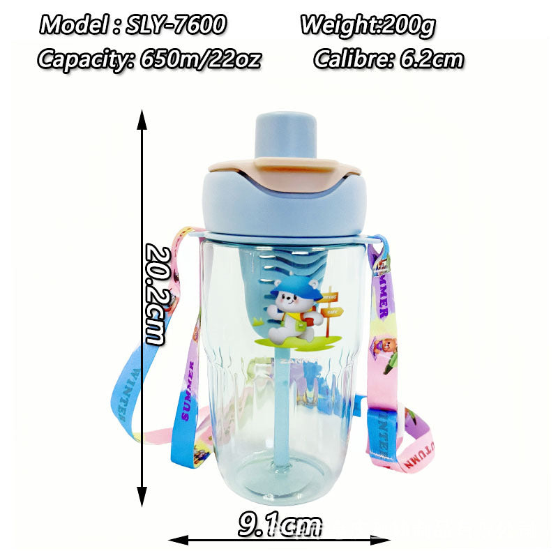 Damen verspielte Trinkflasche mit herausnehmbarem Strohhalm Karnz