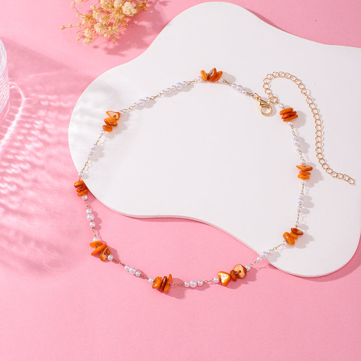 Elegante florale Perlenkette Karnz
