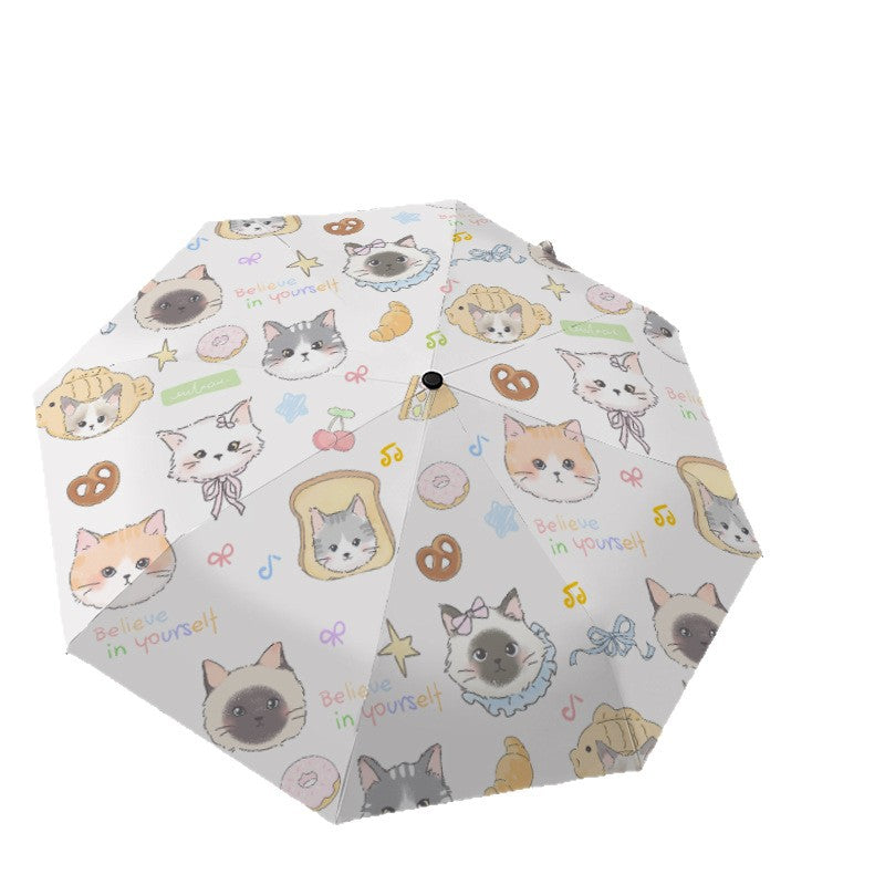 Damen Regenschirm mit süßem Katzenmuster Karnz