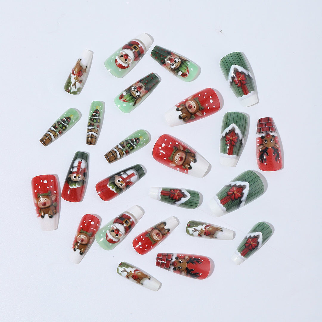 Weihnachtskunstnagelset mit niedlichen Weihnachtsmotiven Karnz