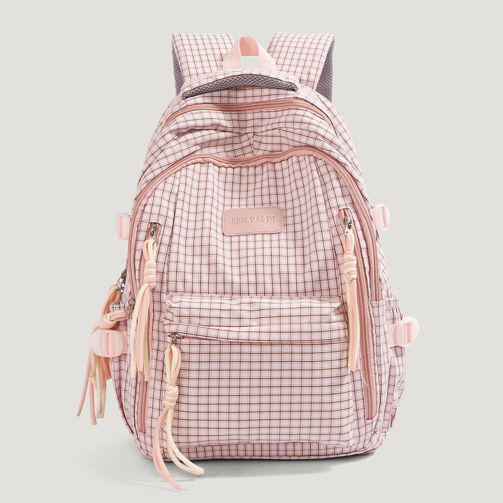 Stylischer kariert Multi-Taschen Rucksack