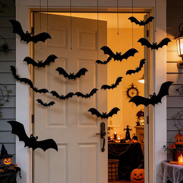 Wanddekoration mit Halloween Fledermäusen