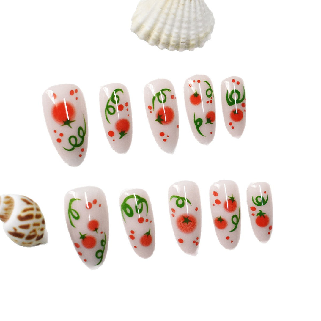 Themen Press-On Nagelkunst mit Tomatenmuster Karnz