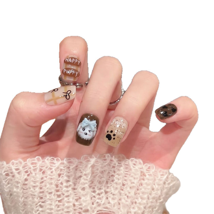 Verspielt Cartoon-Hund-Themen Press-On Nagelkunst Set Karnz