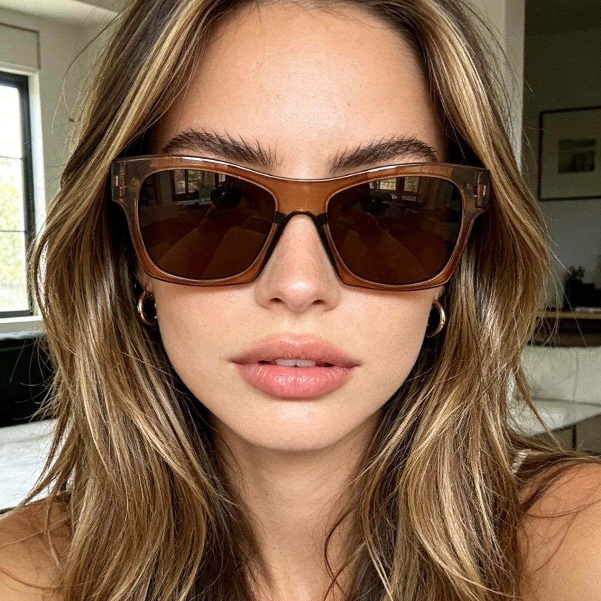 Damen modische Sonnenbrille im eleganten Rechteck-Design Karnz