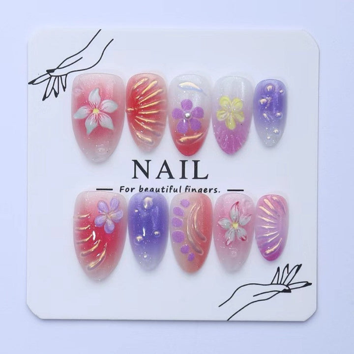 Künstlerische Floral Press-On Nagelkollektion Karnz