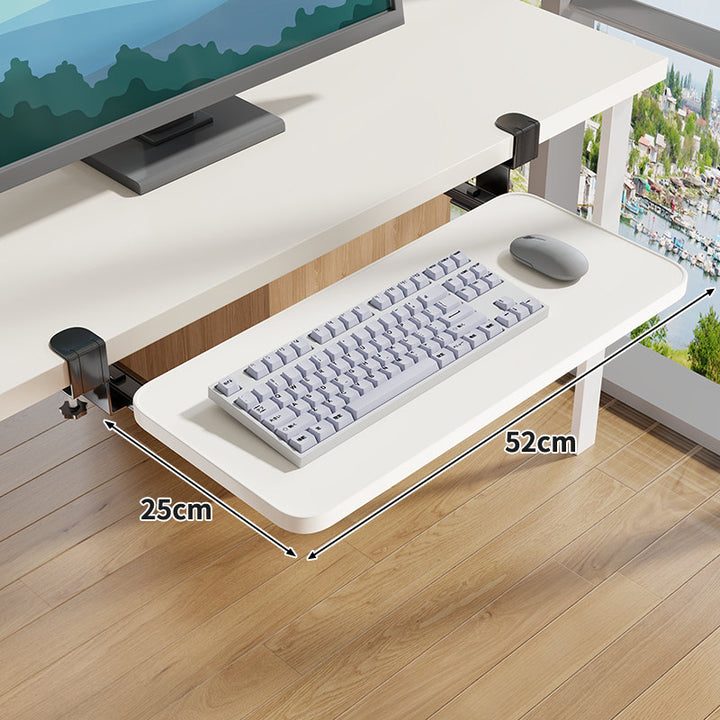Unter-Desk Herausziehbare Tastaturablage mit Klemmbefestigung und ergonomischer Holzplatte
