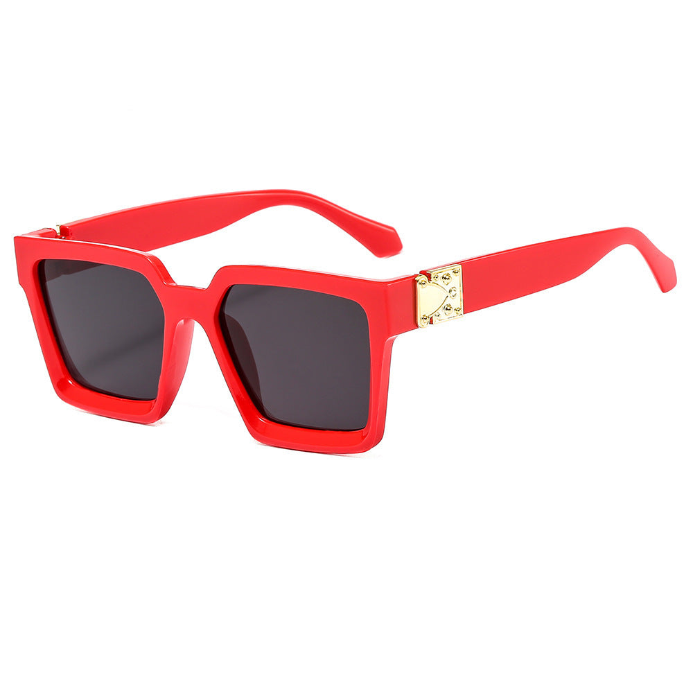 Damen stilvolle quadratische Sonnenbrille mit goldenen Akzenten Karnz