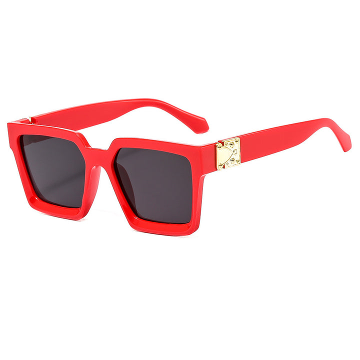 Damen stilvolle quadratische Sonnenbrille mit goldenen Akzenten Karnz
