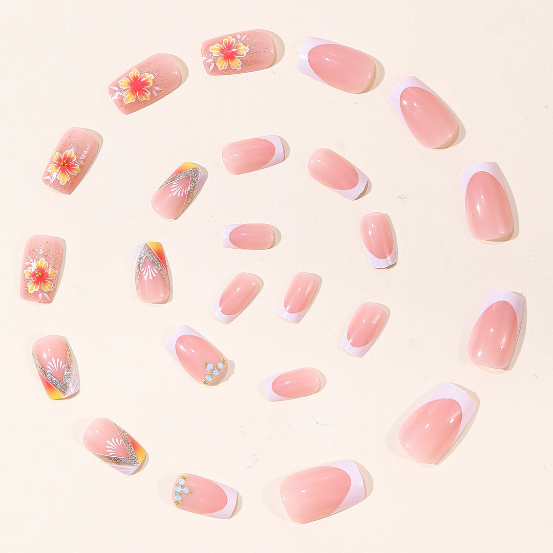 Elegante Florale Französische Spitze Nagelkunst Karnz