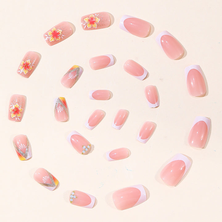 Elegante Florale Französische Spitze Nagelkunst Karnz
