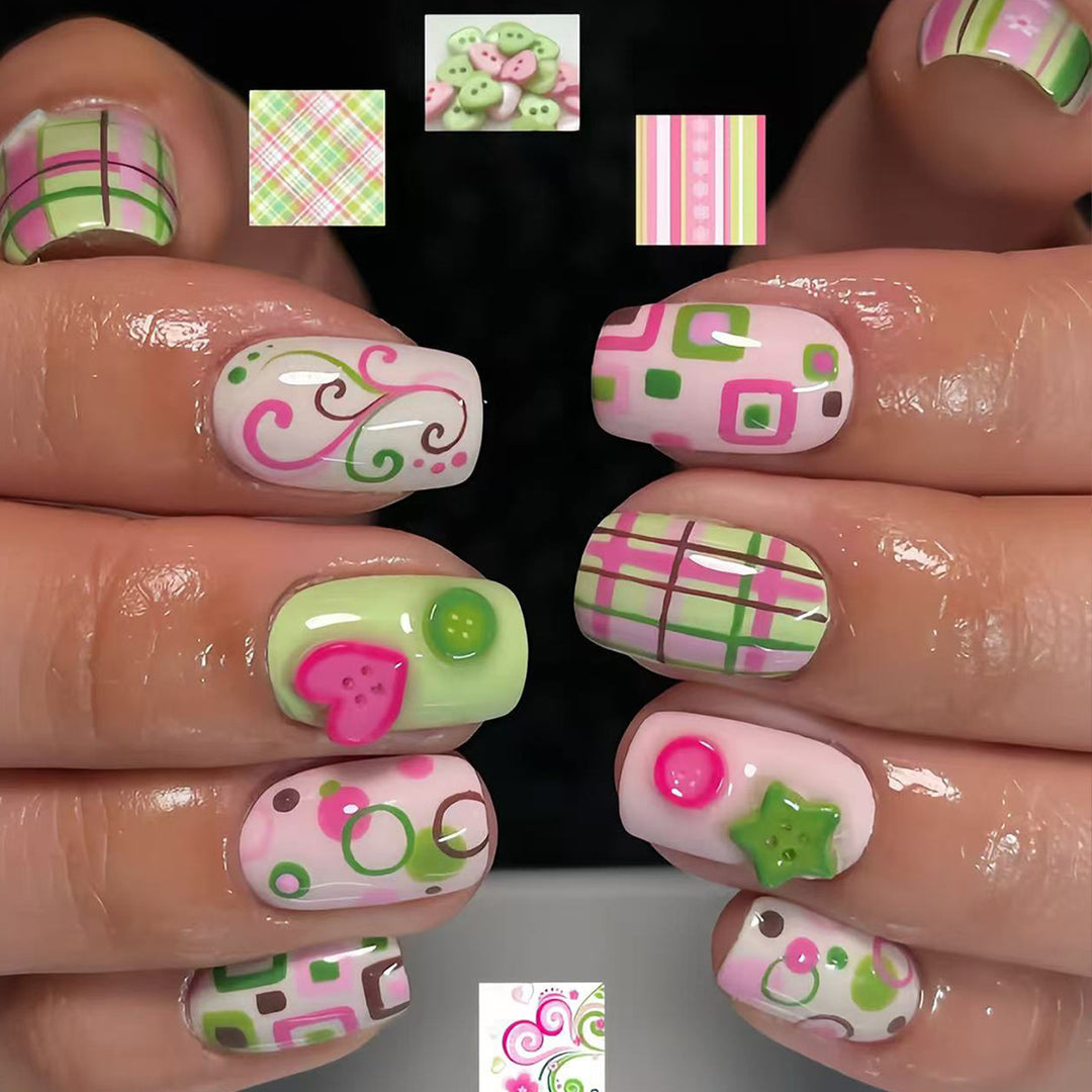 Kunstfingernägel mit Verspielten Geometrischen Designs Karnz