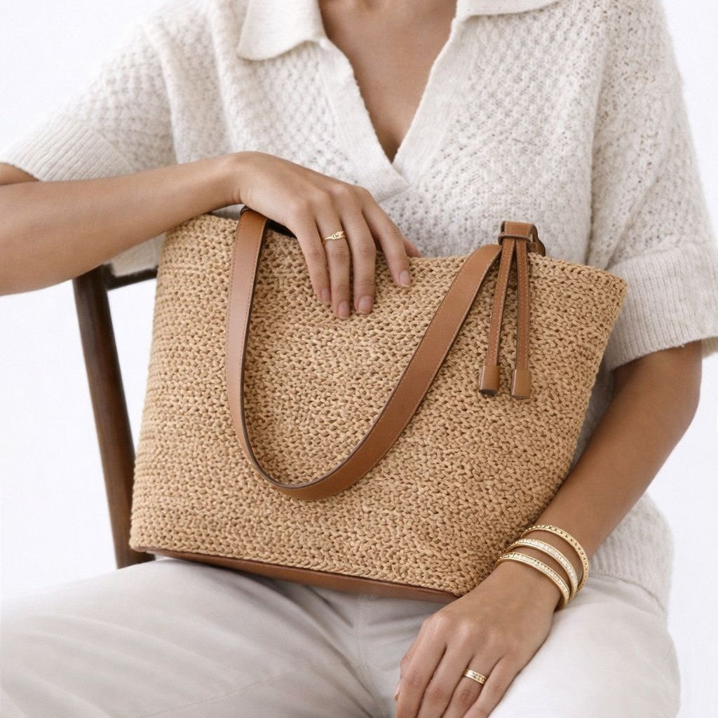 Naturale Stroh Strandtasche