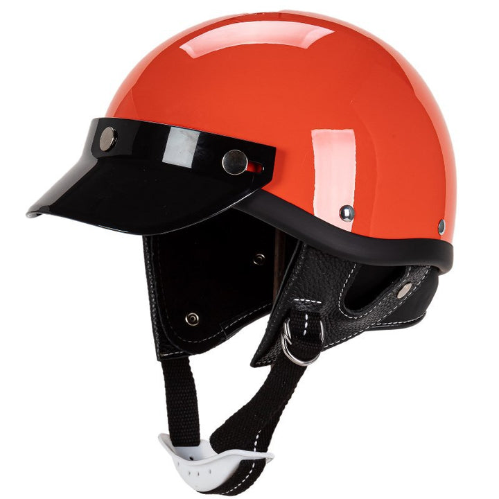 Klassischer Motorrad-Halbschalenhelm mit Visier Karnz