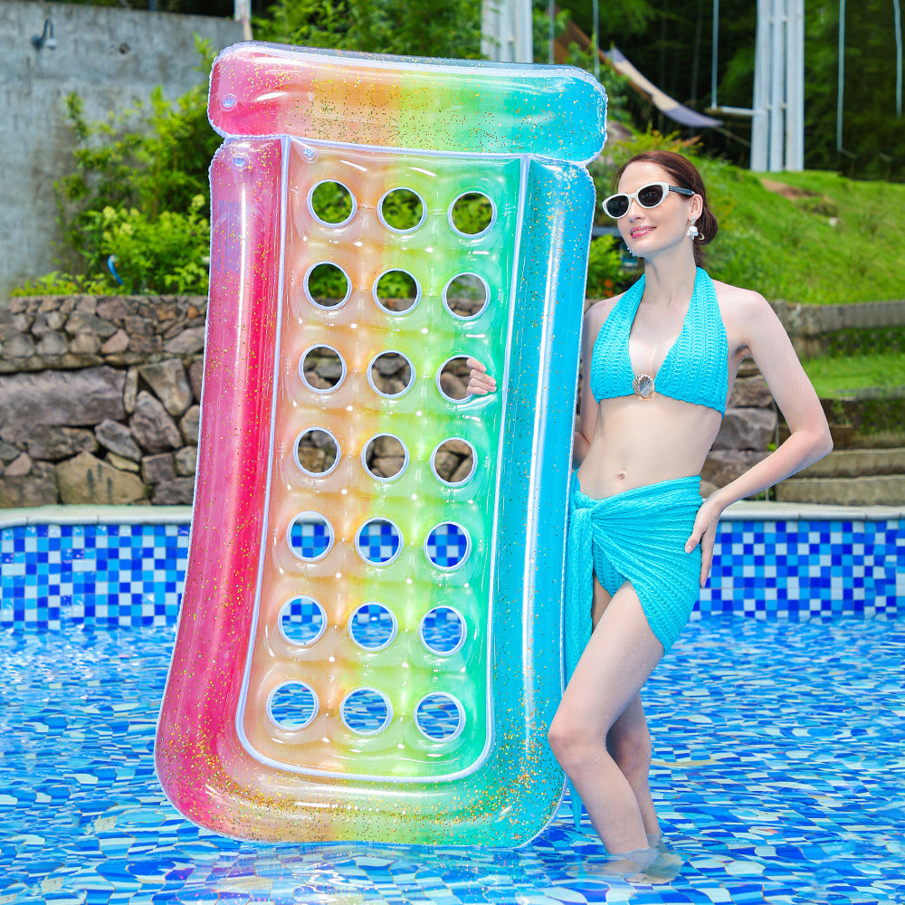 Damen Aufblasbare Komfort-Schwimmliege mit integrierten Getränkehaltern Karnz