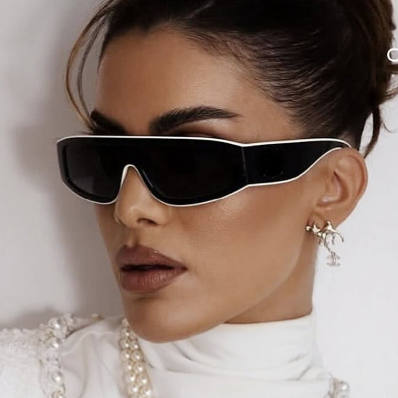 Damen modische Sportsonnenbrille mit innovativem Design und breitem Rahmen Karnz