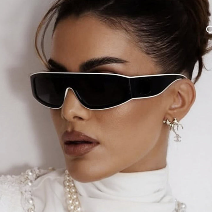 Damen modische Sportsonnenbrille mit innovativem Design und breitem Rahmen Karnz
