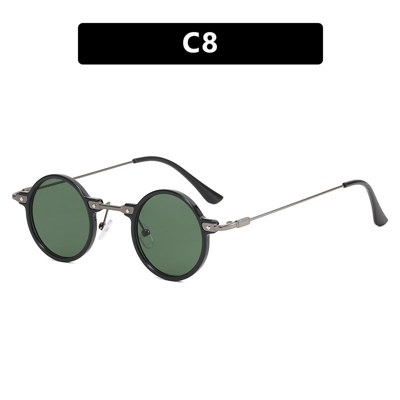 Damen modische runde Sonnenbrille mit stylischem Metallrahmen und polarisierenden Gläsern Karnz