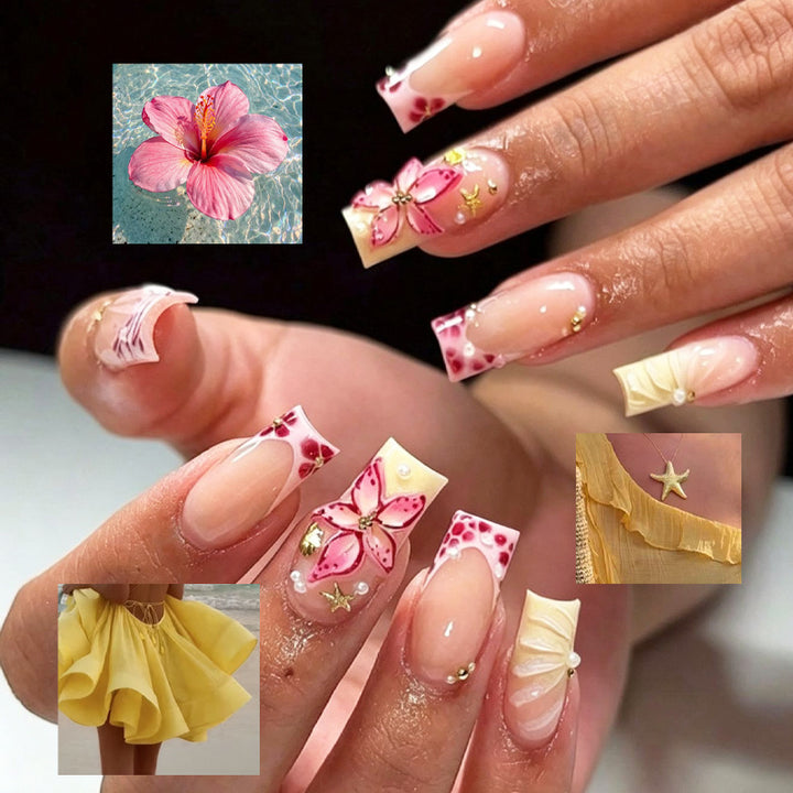 Blumen Design Press-On Nagel Tipps Karnz