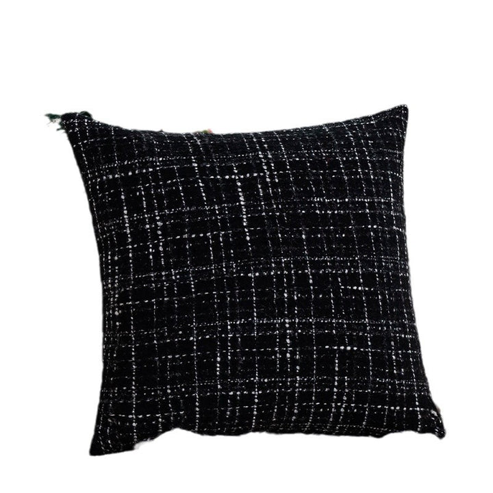 Quadratischer Kissenbezug Karnz aus strukturiertem Tweed‑Bouclé mit gewebtem Karomuster