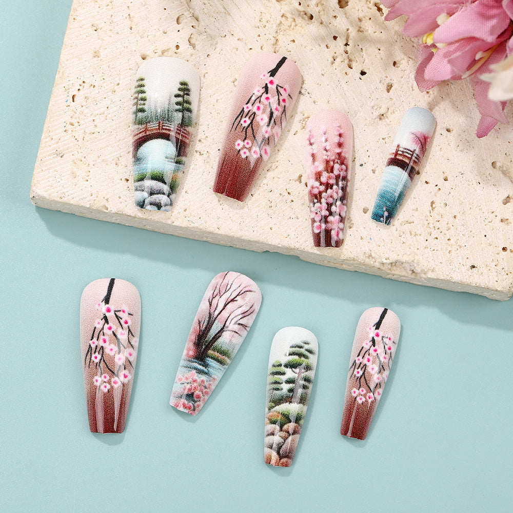 Kreative Kunstnägel im asiatischen Cherry Blossom Design Karnz