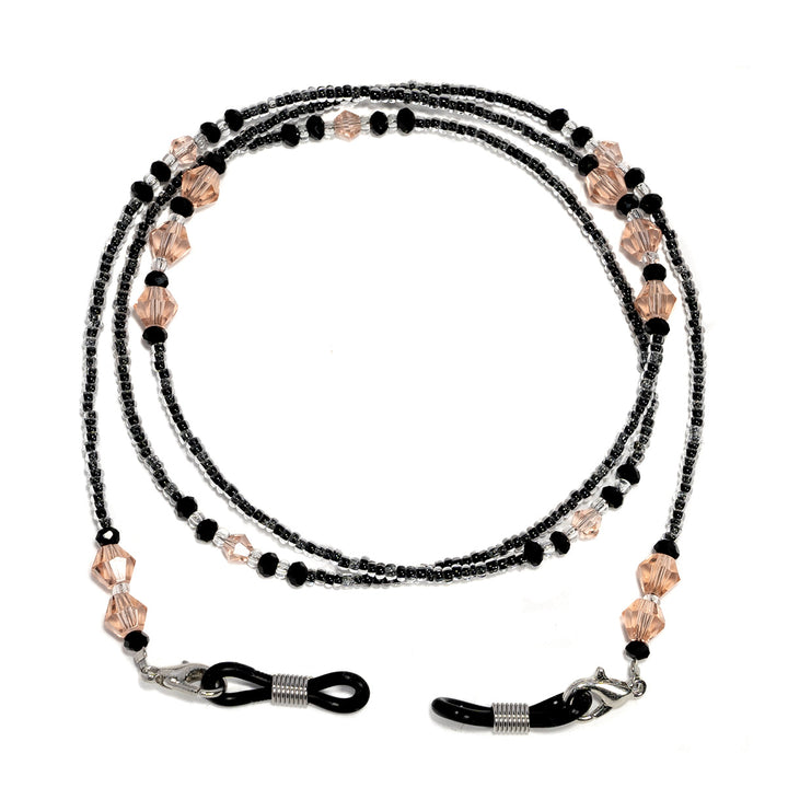 Elegante lila Perlen Brille Kette Karnz