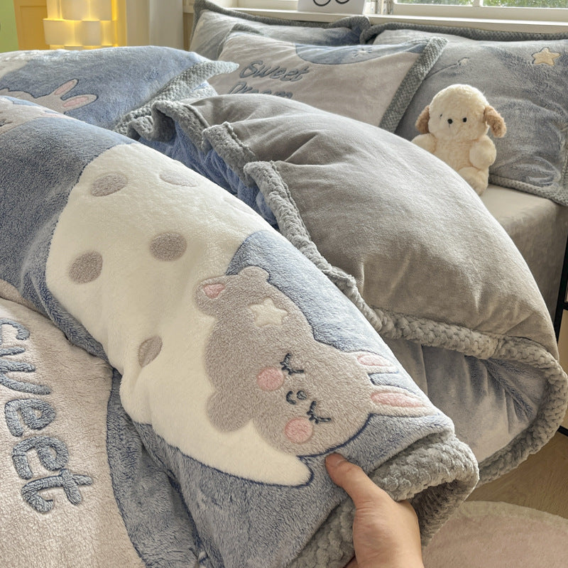 Cartoon Tier Plüsch Comforter Set