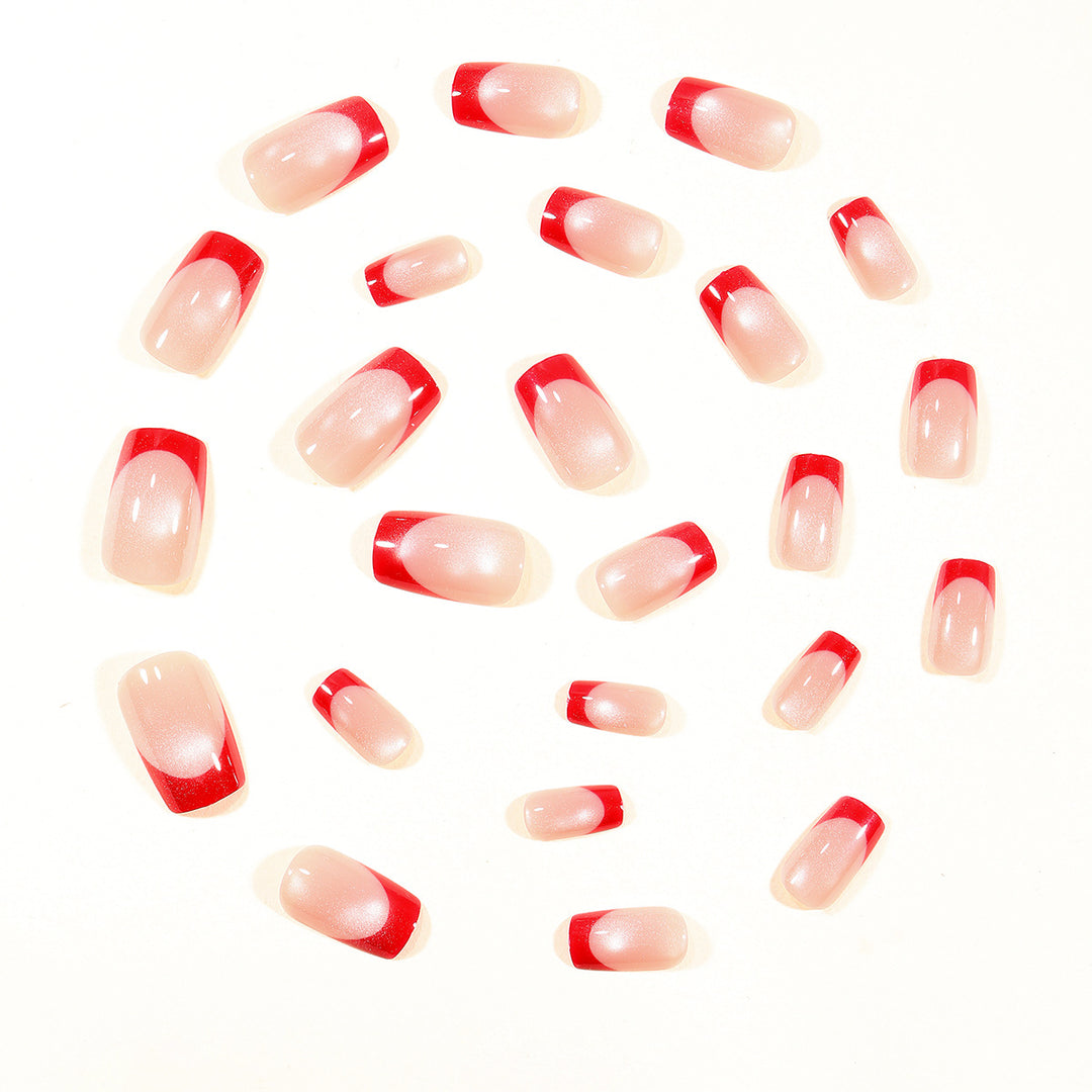 Elegante Glänzende Französische Spitzen Nagelkunst Verlängerungen Karnz