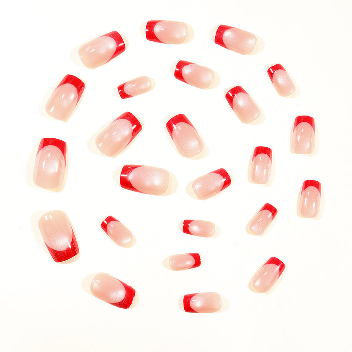 Elegante Glänzende Französische Spitzen Nagelkunst Verlängerungen Karnz