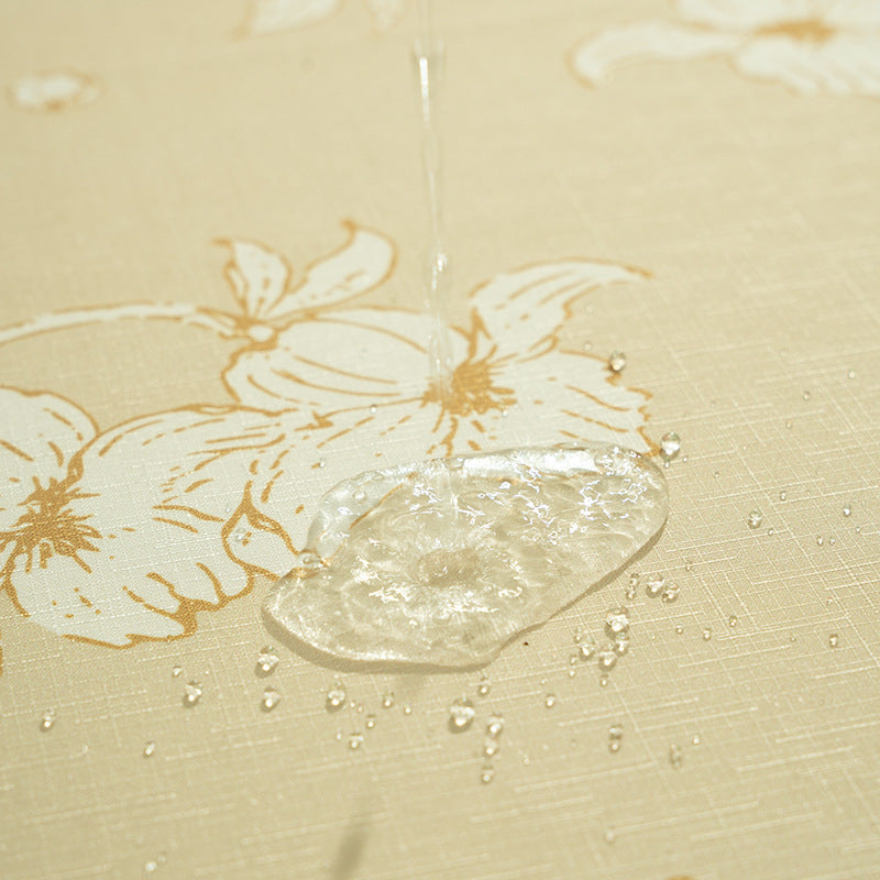 Runde abwischbare Tischdecke mit floralem Ausschnittsaum Karnz